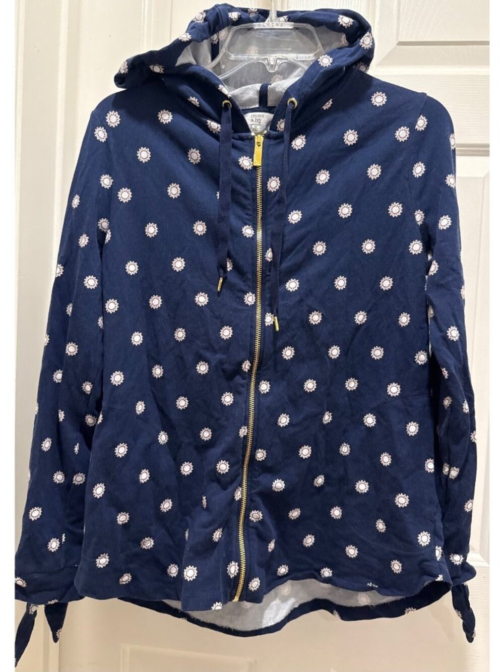 Crown & Ivy women’s M Medium navy blue lightweight jersey jacket